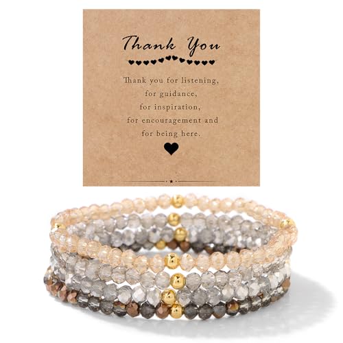 LOCCY Damen Kristall Perlen Armband Mehrschichtiges Steine Armband Boho Modeschmuck Armband Damen Schwarz (braun A) von LOCCY