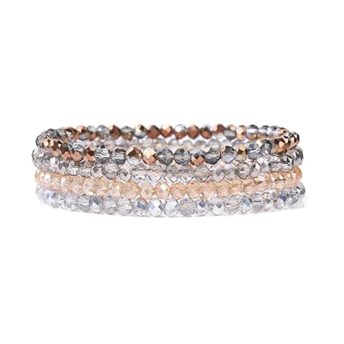 LOCCY Damen Kristall Perlen Armband Mehrschichtiges Steine Armbands Boho Modeschmuck Armband Damen Schwarz (gelb4) von LOCCY