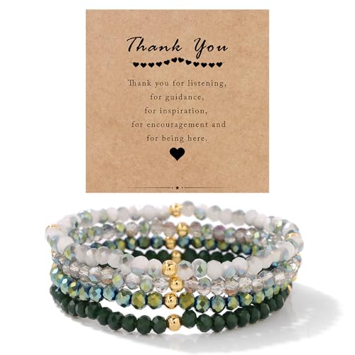 LOCCY Damen Kristall Perlen Armband Mehrschichtiges Steine Armband Boho Modeschmuck Armband Damen Schwarz (grün B) von LOCCY