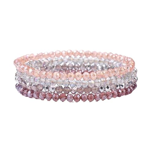 LOCCY Damen Kristall Perlen Armband Mehrschichtiges Steine Armbands Boho Modeschmuck Armband Damen Schwarz (lila2) von LOCCY