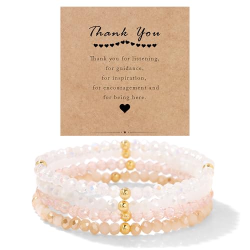 LOCCY Damen Kristall Perlen Armband Mehrschichtiges Steine Armband Boho Modeschmuck Armband Damen Schwarz (rosa A) von LOCCY