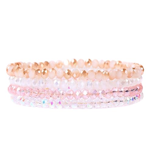 LOCCY Damen Kristall Perlen Mehrschichtiges Steine Armband Boho Modeschmuck Schwarz (Rot2) von LOCCY