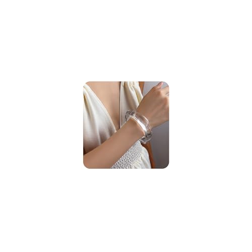 LOCCY Harz Acryl Armreif für Frauen, Breite Acrylharz Armreifarmband Retro Breite Geometrisches Armreifen Armband Acryl-Armreife Harzarmreife Statement-Armreif für Damen Mädchen (Transparent) von LOCCY