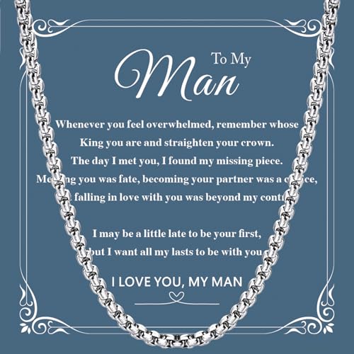 LOCCY Herren Box Kette Geschenk für Männer Ehemann Sohn Freund Schatz, 2/3/4mm Edelstahl Silber Briolette Kette Halskette für Jahrestag Valentinstag Geburtstag Geschenk (2mm-Mann, 56) von LOCCY