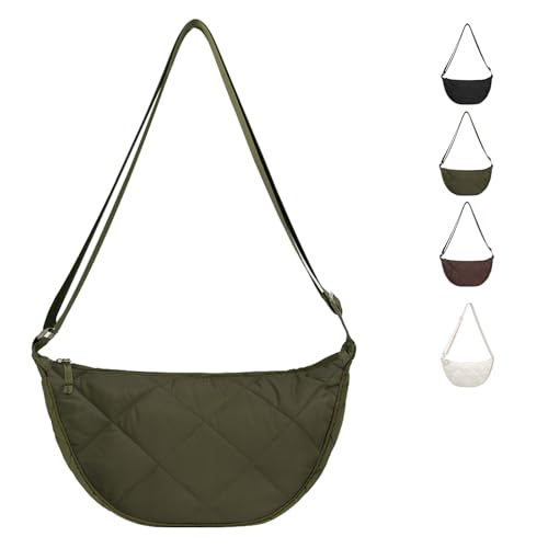 LOCCY Tragbare Halbmond Tasche,Halbmond Schultertasche,Crossbody Moon Bag mit Verstellbarem Gurt (Grün) von LOCCY