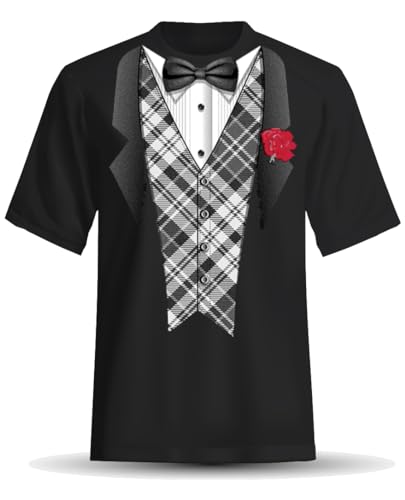 LOCO SHIRT® Smoking T-Shirt Herren Tuxedo Front Anzug Schlips Krawatte aufgedruckt Fun-Shirt (DE/NL/SE/PL, Alphanumerisch, XL, Regular, Regular, Schwarz) von LOCO SHIRT