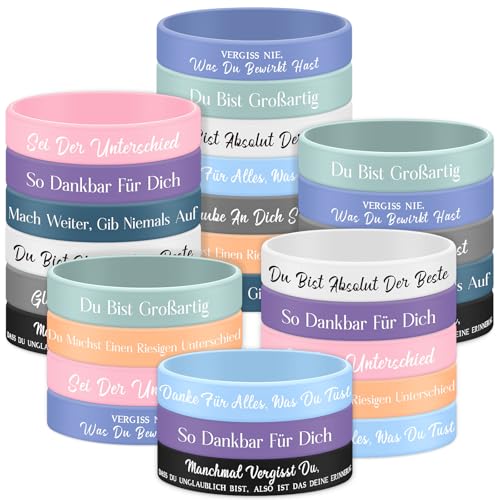 30 Stück Motivationsarmbänder Silikonarmband mit Positiven Sprüchen Inspirierende Silikon Armbänder Motivierendes Dankeschön Geschenk zur Mitarbeiteranerkennung für Lehrer Mitarbeiter von LOCOLO