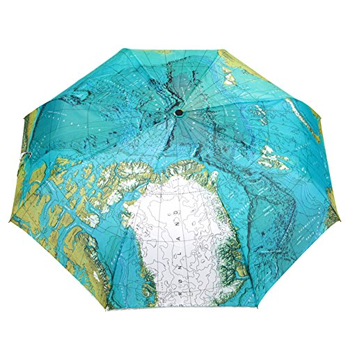 LOCOMO Herren Frauen Weltkarte Atlas Globe 8 Panel Compact Faltbarer Regenschirm faf070 Grün grün von LOCOMO Accessories