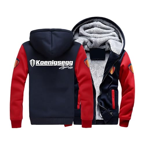 LOCZEK Herren K.oeni-gse.gg 3D-Gedruckter Hoodie Plus samtgepolsterter Kapuzenpullover Mode Sport Baseball Uniform Strickjacke Reißverschluss Manteljacke Passen/B/XL von LOCZEK