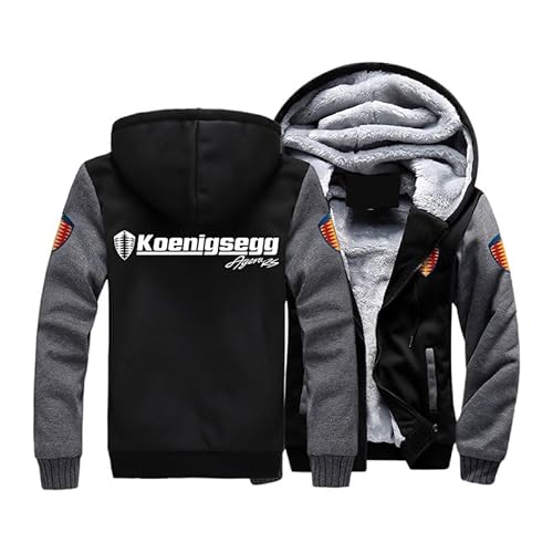 LOCZEK Herren K.oeni-gse.gg 3D-Gedruckter Hoodie Plus samtgepolsterter Kapuzenpullover Mode Sport Baseball Uniform Strickjacke Reißverschluss Manteljacke Passen/D/L von LOCZEK