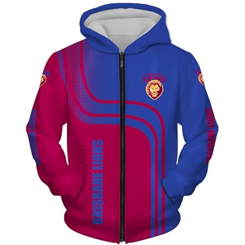 LOCZEK Hoodies Jacken T-Shirt Cardigan 3D Brisbane Lions Pullover Männer Frauen Sweatshirt DSF/B/M von LOCZEK