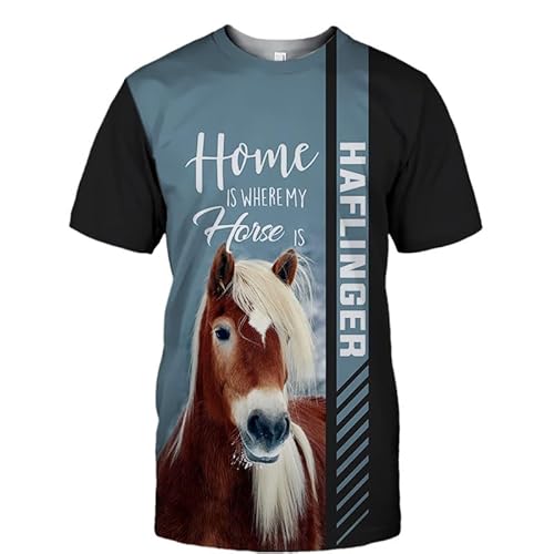 LOCZEK Hoodies Jacken T-Shirt Strickjacke Thin 3D Haflinger Druck Pullover Männer & Frauen Casual Polyester Sweatshirt Sanft Material/a4/XXL von LOCZEK