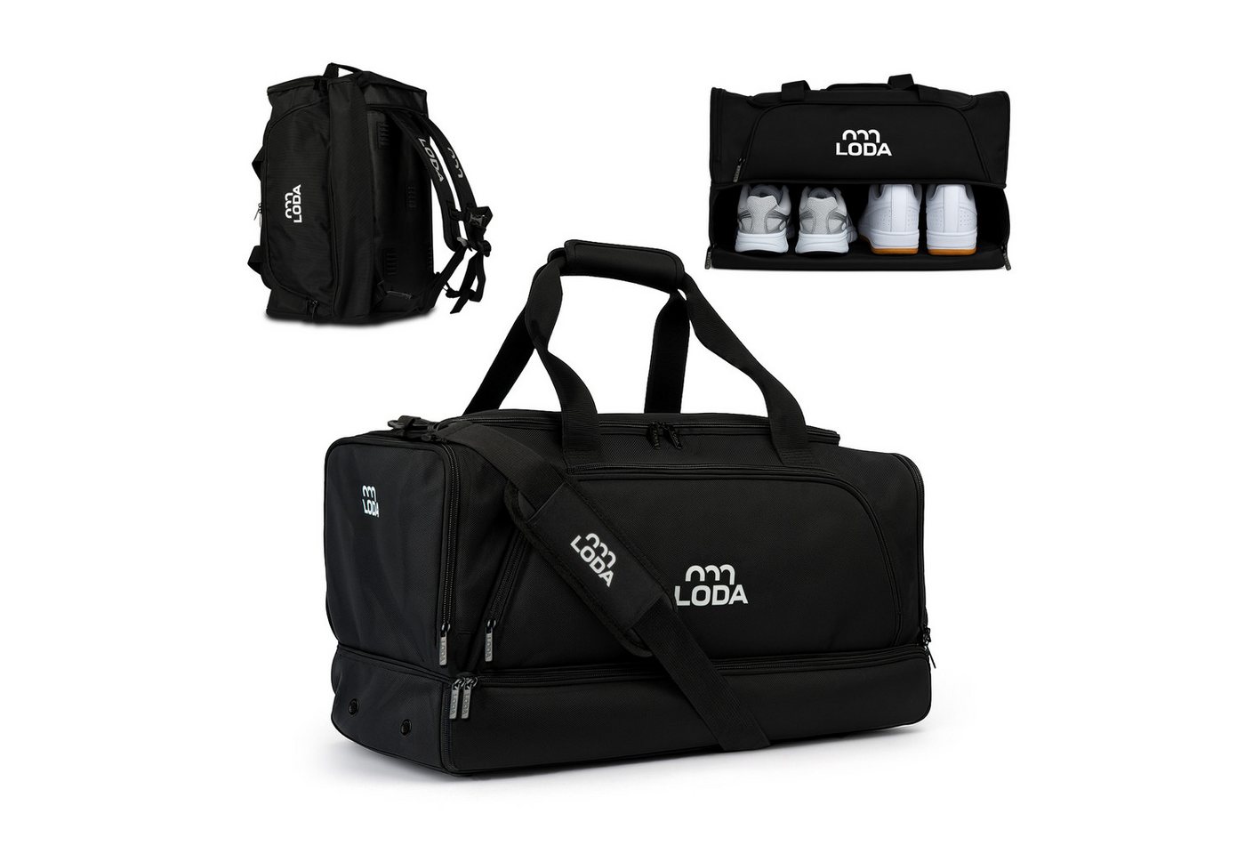 LODA sports Sporttasche - Rucksackfunktion, Schuh-, Wertsachen-, Dusch- & Nassfach, Tasche LODA compact, 48 Liter Volumen von LODA sports