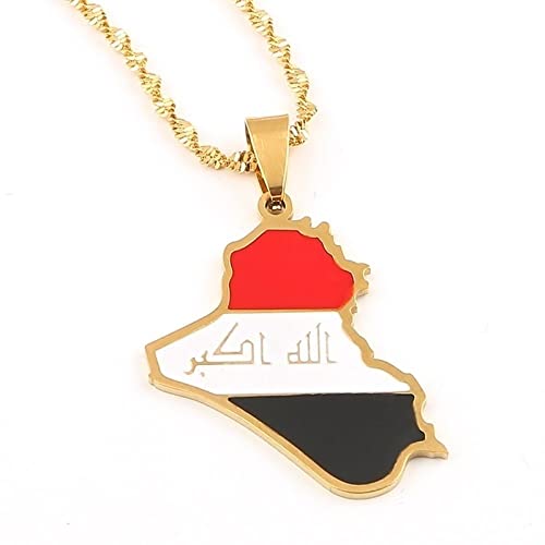 Irak-Republik-Karten-Anhänger-Halsketten – Hip-Hop-Rock-Persönlichkeit Herren-Halskette Strukturierter Republik-Karten-Anhänger Kreativer Punk-Stil Schmuck-Geschenk Für Männer (Geschenkbox-Verp von LODMLOER