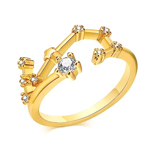 Luxuriöser Goldener, Schillernder Diamant-Kunst-Ring Mit Zwölf Sternzeichen-Design, Damen/Herren-Horoskop, Himmlisches Astrologie-Set, Damen-Modeschmuck, Geburtstagsgeschenk, Skorpion, Verstellbar von LODMLOER