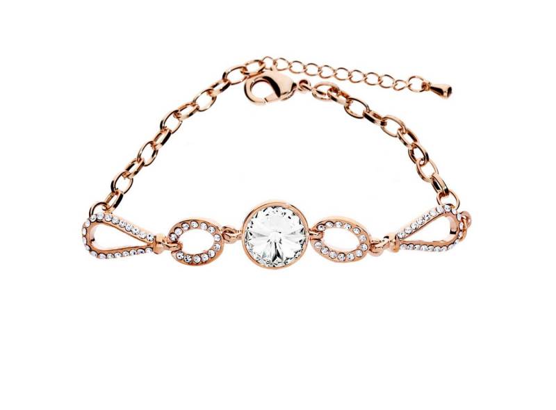 LÖB Armband Armband in 750er Roségold Vergoldet Tropfen Zirkonia Stein Rund Kreise (Geschenke für Frauen Beste Freundin Mutter Mama Damen zum Geburtstag Weihnachten Weihnachtsgeschenke, Inkl. Schmuckbox), Damen Armkette Armreif Verstellbar Glitzer Strass Ringe Gliederarmband von LÖB