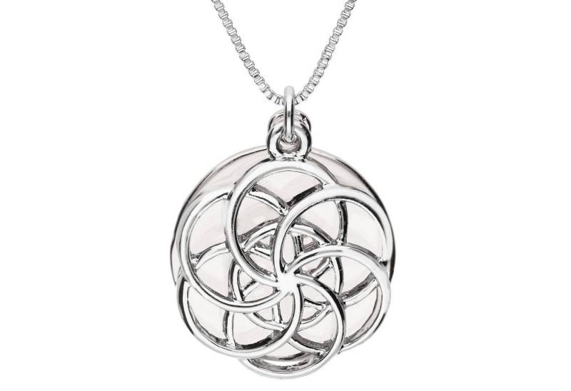 LÖB Kette mit Anhänger 750er Weißgold vergoldet Kette Platte Blume des Lebens Anhänger Silber (Geschenke für Frauen Beste Freundin Mutter Mama Damen zum Geburtstag Weihnachten Weihnachtsgeschenke), Lebensblume Mandala Halskette Vintage Boho Schütz Schützenkette von LÖB