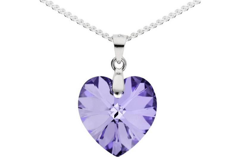 LÖB Kette mit Anhänger 925 Silber Halskette Herz Anhänger Kristall Lila Kette Herzkette Stein (Geschenke für Frauen Beste Freundin Mutter Mama Damen zum Geburtstag Weihnachten Weihnachtsgeschenke), Herzanhänger Herzen Glitzer Herzform Lavendel Trachten Schmuck Dirndl von LÖB