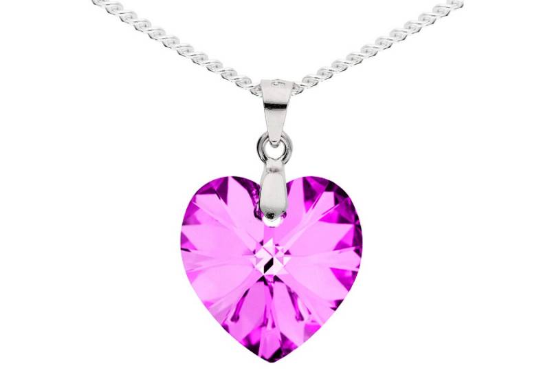 LÖB Kette mit Anhänger 925 Silber Halskette Herz Anhänger Kristall Violett Kette Herzkette (Geschenke für Frauen Beste Freundin Mutter Mama Damen zum Geburtstag Weihnachten Weihnachtsgeschenke), Herzanhänger Herzform Herzen Glitzer Stein Lila Trachten Schmuck von LÖB