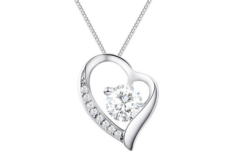 LÖB Kette mit Anhänger 925 Silber Halskette Infinity Herz Anhänger Zirkonia Kette Herzanhänge (Geschenke für Frauen Beste Freundin Mutter Mama Damen zum Geburtstag Weihnachten Weihnachtsgeschenke), Unendlich Liebe Love Glitzer Stein Schmuck Herzkette Herzen Herzform von LÖB