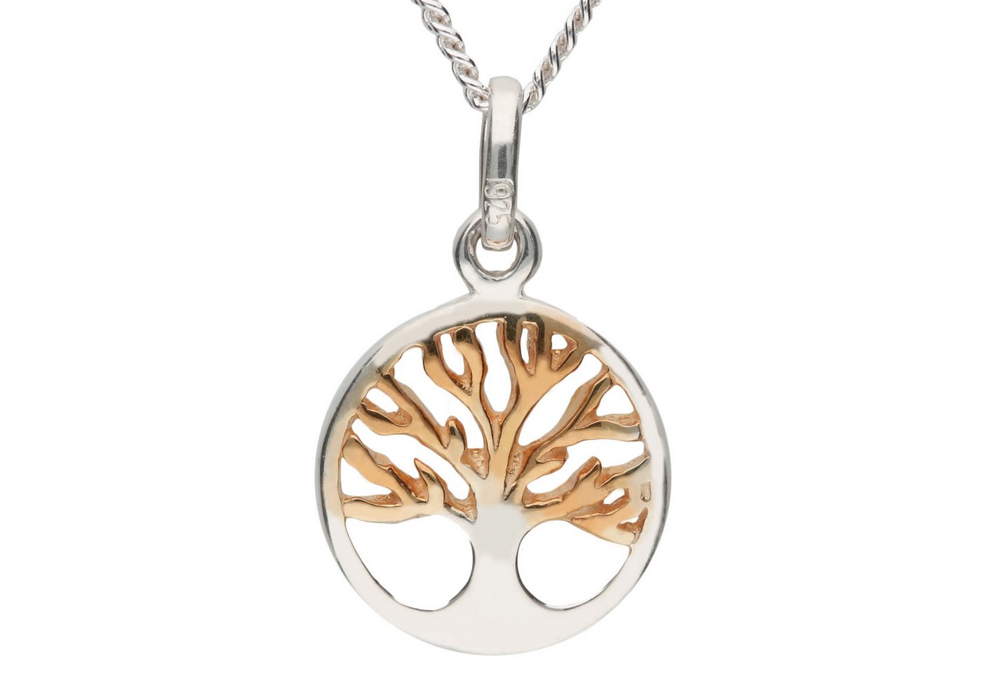 LÖB Kette mit Anhänger 925 Silber Halskette Ring Lebensbaum Anhänger 750er Roségold vergoldet (Geschenke für Frauen Beste Freundin Mutter Mama Damen zum Geburtstag Weihnachten Weihnachtsgeschenke), Baum des Lebens Kette Diamantiert Vintage Boho Schütz Schützenkette von LÖB