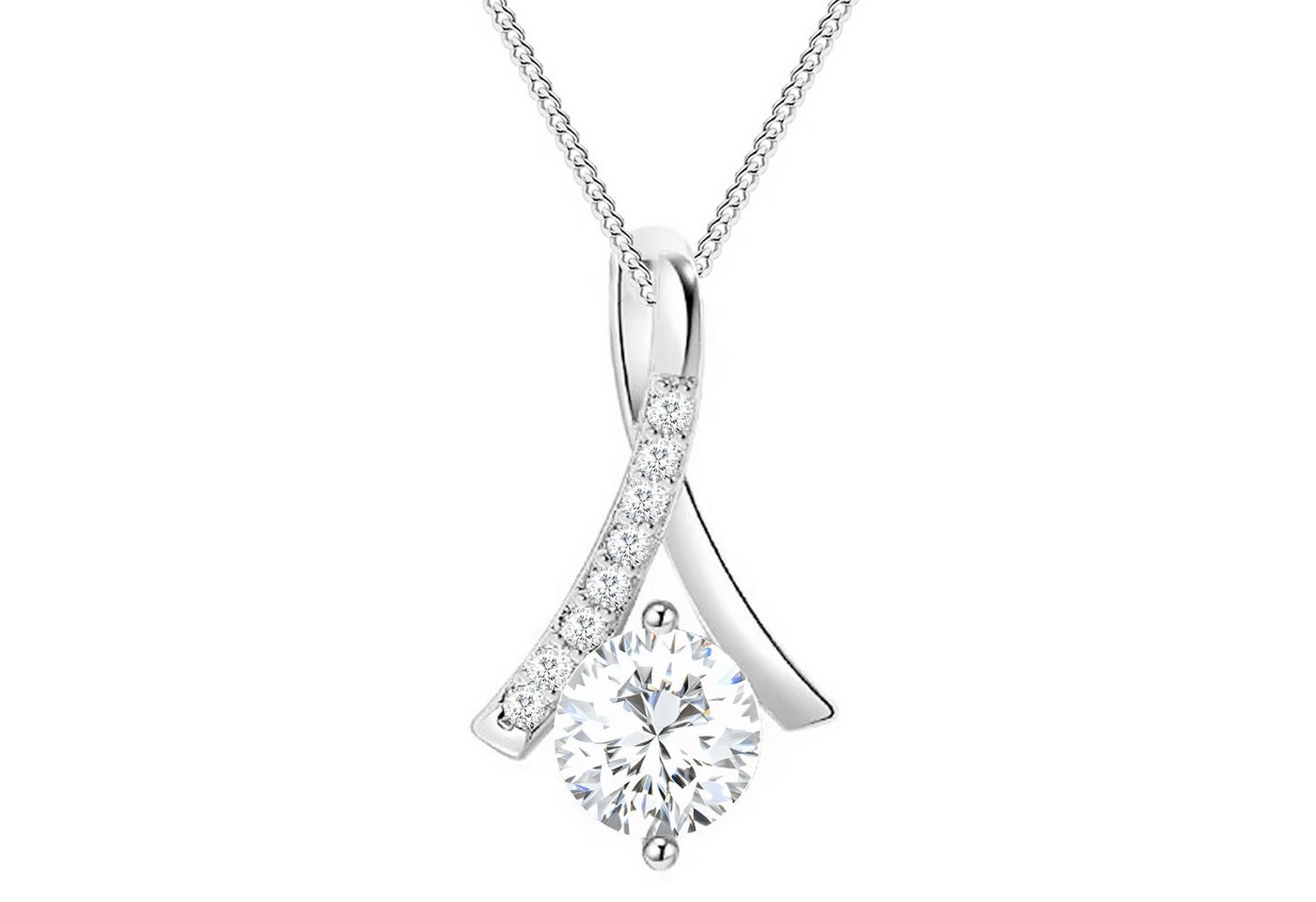 LÖB Kette mit Anhänger 925 Silber Halskette Tropfen Anhänger Zirkonia Stein Kette Tropfenform (Geschenke für Frauen Beste Freundin Mutter Mama Damen zum Geburtstag Weihnachten Weihnachtsgeschenke), Tropfenanhänger Oval Glitzer Strass Schmuck Brautschmuck Elegant Kurz von LÖB