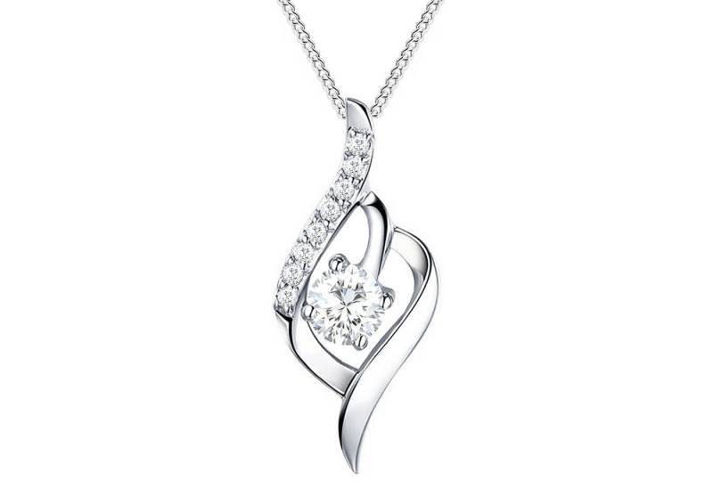LÖB Kette mit Anhänger 925 Silber Halskette Tropfen Anhänger Zirkonia Stein Kette Tropfenform (Geschenke für Frauen Beste Freundin Mutter Mama Damen zum Geburtstag Weihnachten Weihnachtsgeschenke), Tropfenanhänger Schmuck Brautschmuck Glitzer Strass Diamant Form Weiß von LÖB