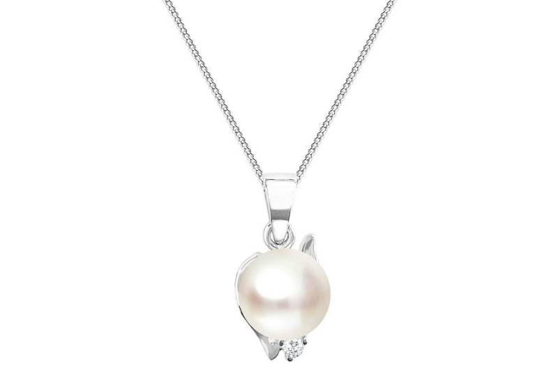 LÖB Kette mit Anhänger 925 Silber Halskette Zirkonia Zuchtperlen Tropfen echte Perle Anhänger (Geschenke für Frauen Beste Freundin Mutter Mama Damen zum Geburtstag Weihnachten Weihnachtsgeschenke, Inkl. Schmuckbox), Kette Perlenanhänger Süßwasserperlen Strass Stein Brautschmuck Elegant von LÖB