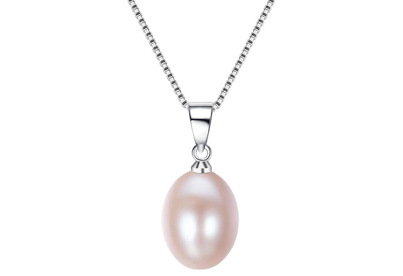 LÖB Kette mit Anhänger 925 Silber Halskette echte Tropfen Perle Anhänger Süßwasserperle Rosa (Geschenke für Frauen Beste Freundin Mutter Mama Damen zum Geburtstag Weihnachten Weihnachtsgeschenke), Perlenkette Perlenanhänger Tropfenanhänger Kette Zuchtperle Schmuck von LÖB