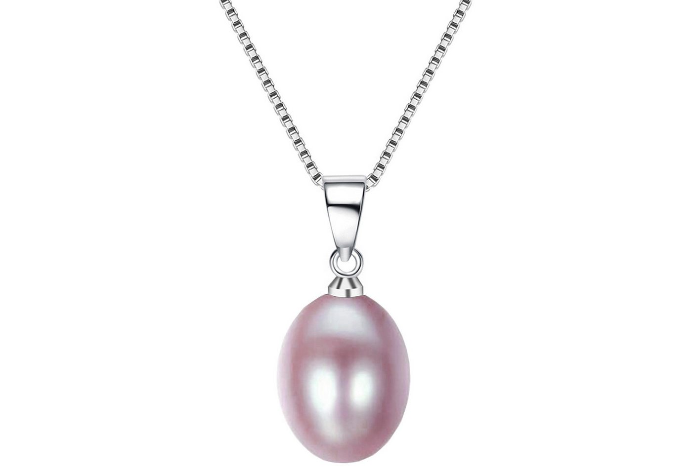 LÖB Kette mit Anhänger 925 Silber Halskette echte Tropfen Perle Anhänger Süßwasserperle lila (Geschenke für Frauen Beste Freundin Mutter Mama Damen zum Geburtstag Weihnachten Weihnachtsgeschenke), Perlenkette Perlenanhänger Tropfenanhänger Kette Zuchtperle Schmuck von LÖB