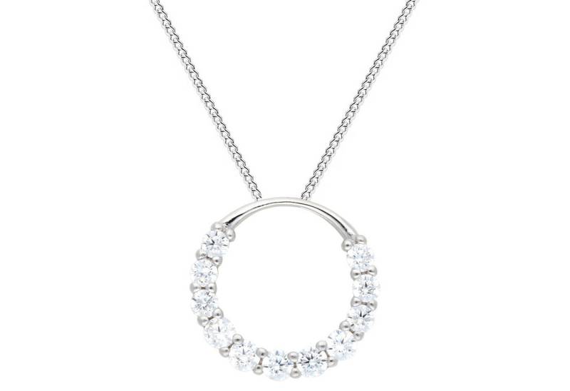 LÖB Kette mit Anhänger 925 Silber Kette Ring Kreis Anhänger Zirkonia Steine Modern Halskette (Geschenke für Frauen Beste Freundin Mutter Mama Damen zum Geburtstag Weihnachten Weihnachtsgeschenke), Offen Ringanhänger Minimalistisch Geometrisch Brautschmuck Glitzer von LÖB