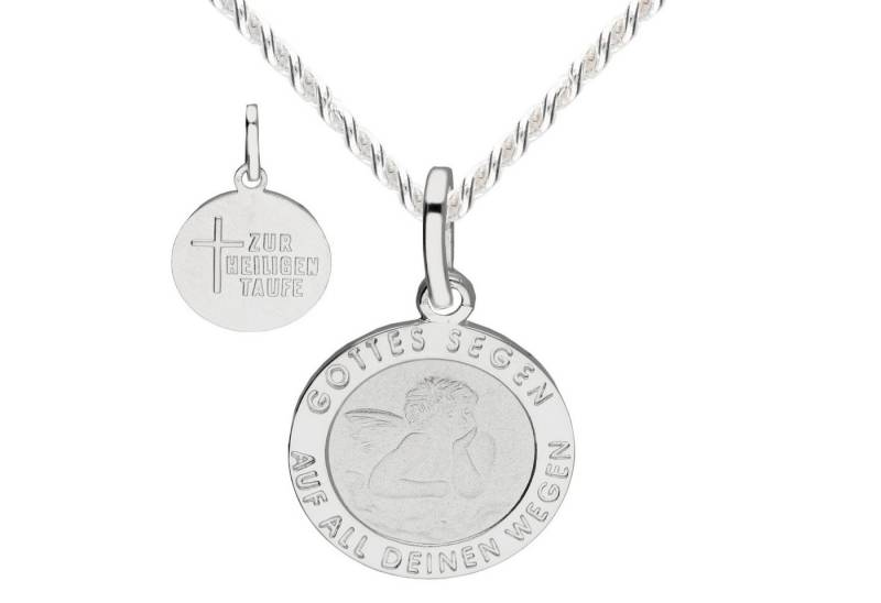 LÖB Kette mit Anhänger 925 Silber Kette zur Heiligen Taufe Gravur Engel Anhänger Taufkette (Geschenke für Frauen Beste Freundin Mutter Mama Damen zum Geburtstag Weihnachten Weihnachtsgeschenke), Halskette Taufanhänger Schutzengel Engelsflügel von LÖB