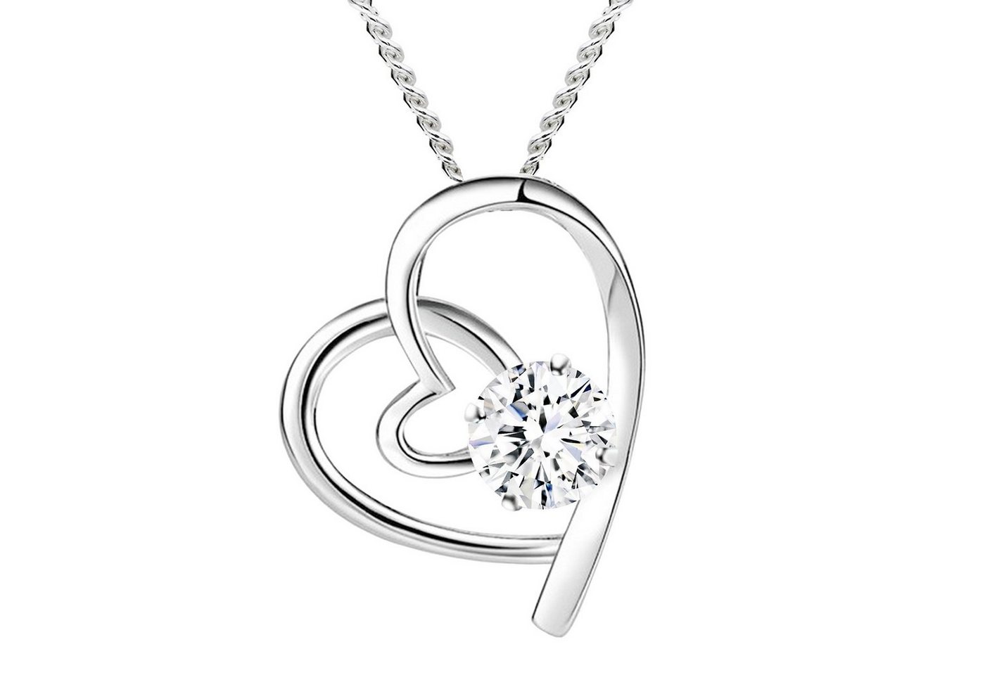 LÖB Kette mit Anhänger Damen Halskette 925 Silber Infinity Herz Anhänger Zirkonia Stein Weiß (Herzkette Glitzer Strass Kette Unendlich Herzanhänger), Geschenke für Frauen zum Geburtstag Weihnachten Weihnachtsgeschenke von LÖB