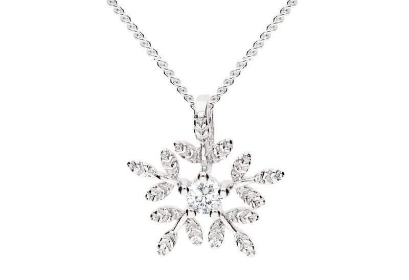 LÖB Kette mit Anhänger 925 Silber Halskette Schneeflocke Zirkonia Weihnachten Winter Anhänger (Geschenke für Frauen Beste Freundin Mutter Mama Damen zum Geburtstag Weihnachten Weihnachtsgeschenke), Silberkette Kette Snowflake Strass Glitzer Stein Blume Weihnachtsmotiv von LÖB