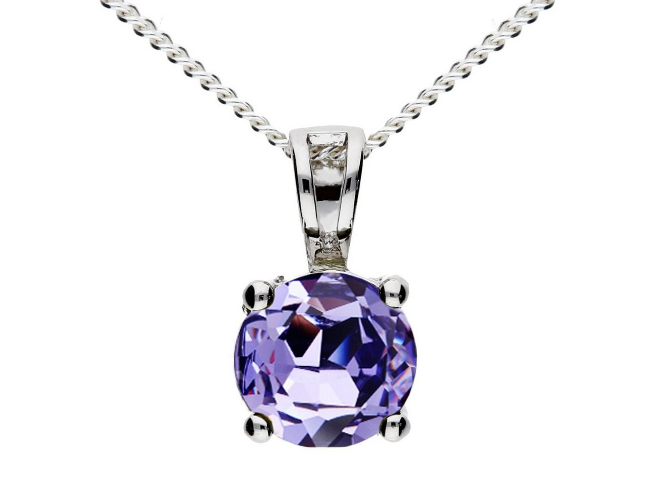 LÖB Kette mit Anhänger Damen Halskette 925 Silber Zirkonia Stein Anhänger Kette Lila Amethyst (Geschenke für Frauen Freundin zum Geburtstag Weihnachten Weihnachtsgeschenke), Silberkette mit einem Stein Strass Glitzer Solitär Diamant Form 45cm von LÖB