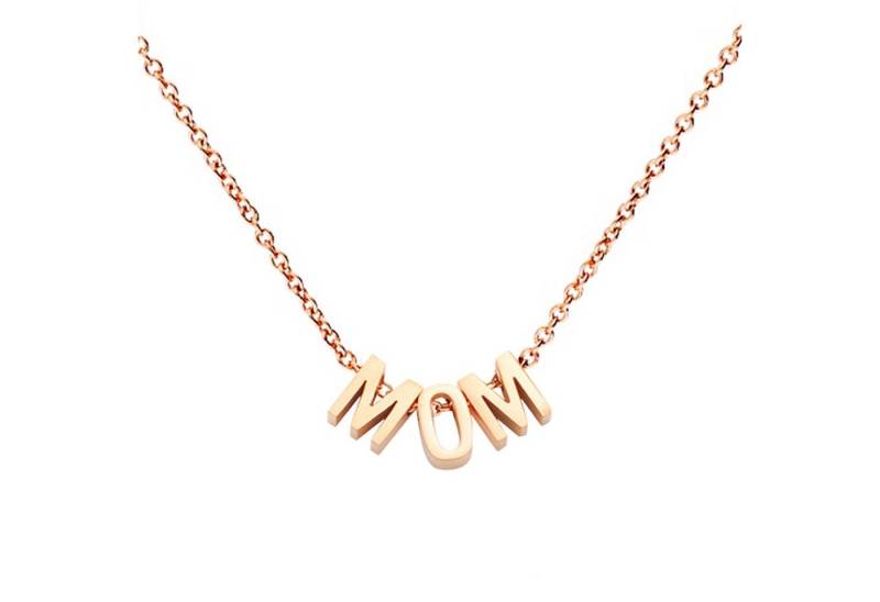 LÖB Kette mit Anhänger 18K Roségold vergoldet Edelstahl Kette MOM Buchstaben Anhänger Mama (Geschenke für Frauen Beste Freundin Mutter Mama Damen zum Geburtstag Weihnachten Weihnachtsgeschenke, Inkl. Schmuckbox), Halskette Rotgold Schriftzug Oma Mutter Muttertag von LÖB