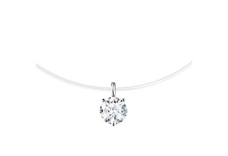 LÖB Kette mit Anhänger Halskette 925 Silber Nylon mit einem Stein Anhänger Schwebend Kette (Geschenke für Frauen Beste Freundin Mutter Mama Damen zum Geburtstag Weihnachten Weihnachtsgeschenke, Inkl. Schmuckbox), Halsband Nylonband Glitzer Collier Choker Brautschmuck Nylonkette Rund von LÖB