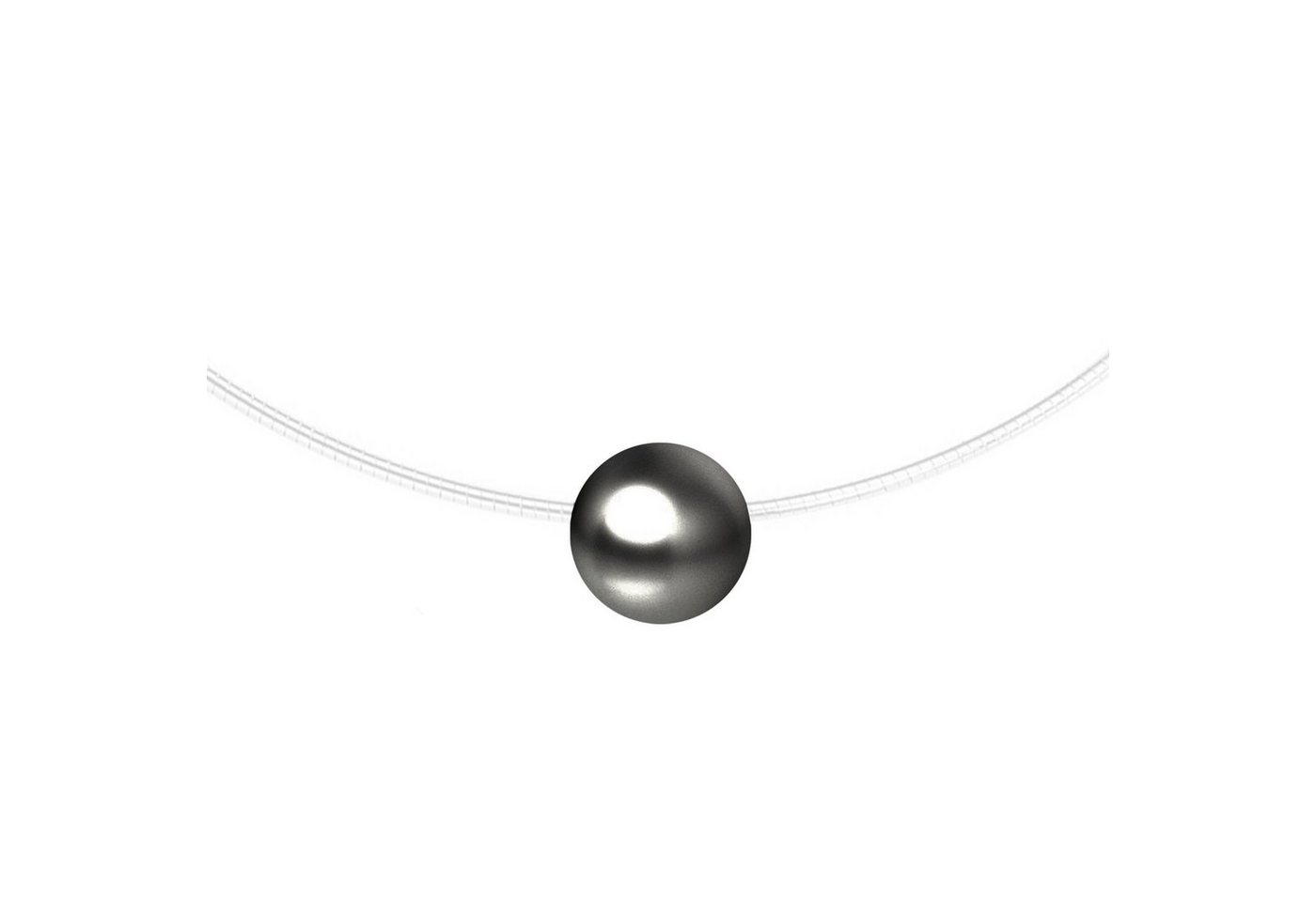 LÖB Kette mit Anhänger Damen Halskette Nylon Collier Perle Perlenanhänger Schwarz Anthrazit (Geschenke für Frauen Freundin zum Geburtstag Weihnachten Weihnachtsgeschenke Ostern Muttertag Valentinstag Muttertagsgeschenk), Halsband Halsnah Nylonband Tropfen Anhänger Schwebend Perlenkette von LÖB