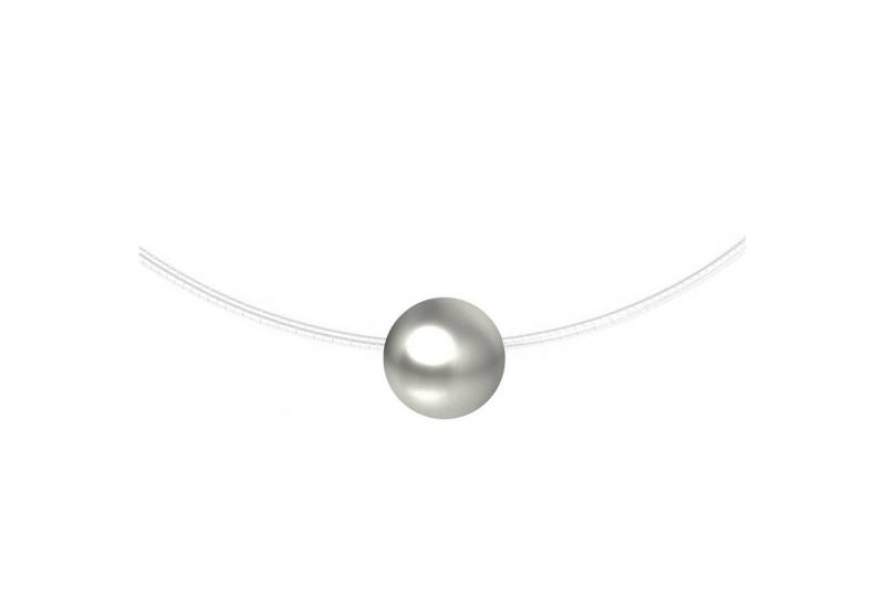 LÖB Kette mit Anhänger Damen Halskette Nylon Collier Perle Perlenanhänger Silber Grau (Geschenke für Frauen Beste Freundin Mutter Mama Damen zum Geburtstag Weihnachten Weihnachtsgeschenke, Inkl. Schmuckbox), Halsband Halsnah Nylonband Tropfen Anhänger Schwebend Perlenkette von LÖB