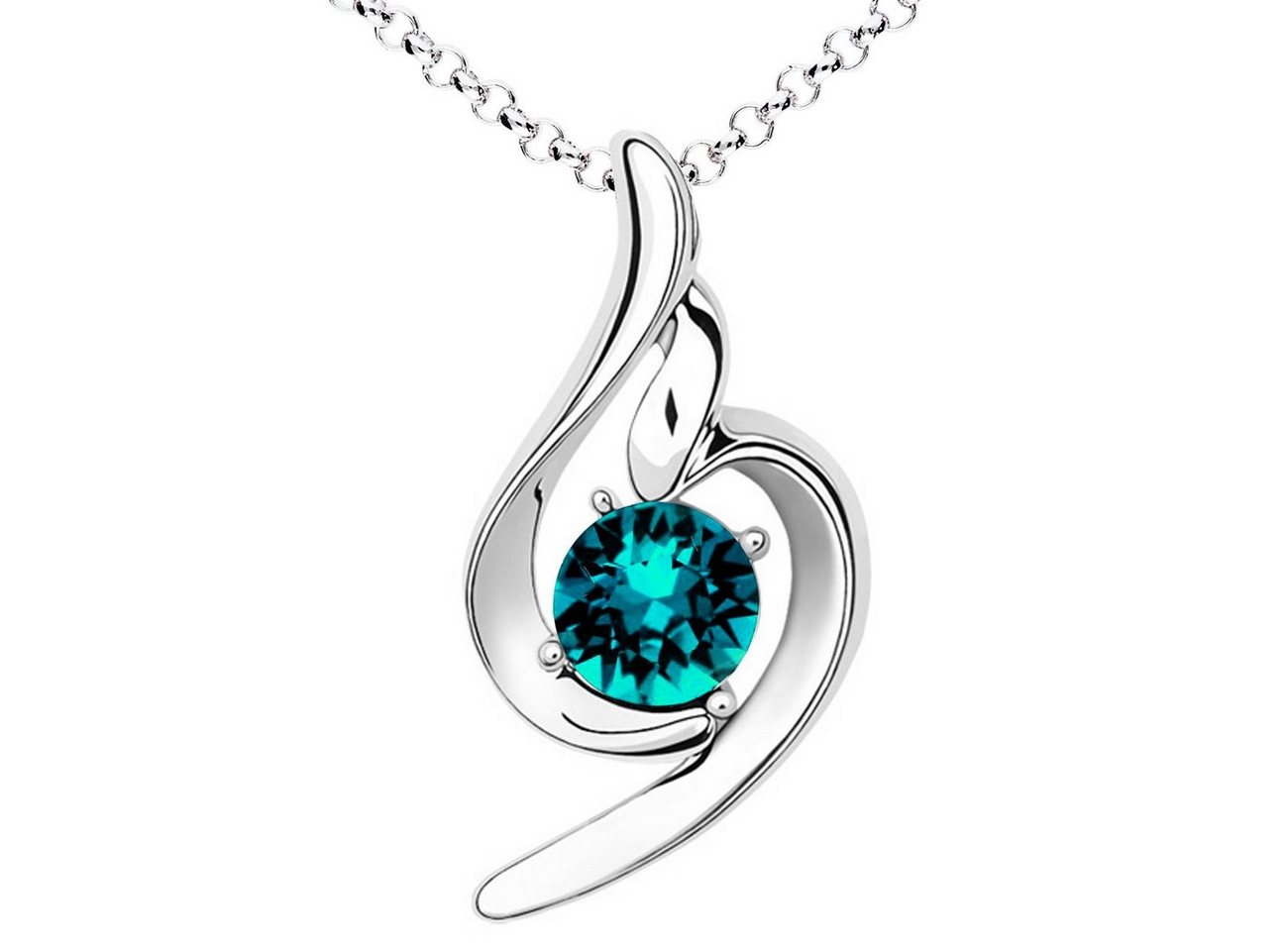 LÖB Kette mit Anhänger Damen Halskette Tropfen-Anhänger Oval Zirkonia Silber Türkis Blau Aqua, Hellblau Geschenke Frauen Freundin Mama Mutter Geburtstag Muttertag von LÖB