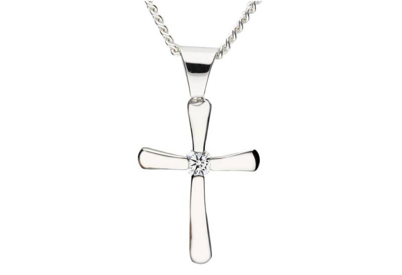 LÖB Kette mit Anhänger 925 Silber Zirkonia Kreuz Anhänger Halskette Kreuzanhänger Kreuzkette (Geschenke für Frauen Beste Freundin Mutter Mama Damen zum Geburtstag Weihnachten Weihnachtsgeschenke, Inkl. Schmuckbox), Kette Stein Taufe Kommunion Taufkette Konfirmation Firmung Taufkette von LÖB