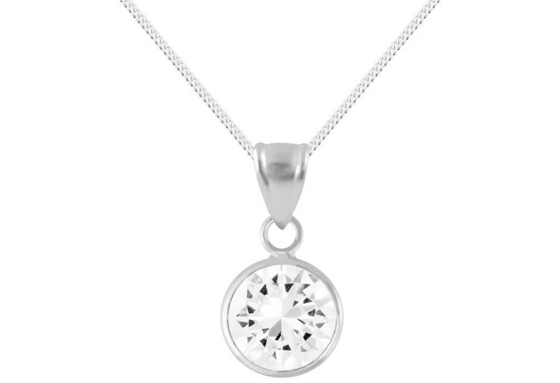 LÖB Kette mit Anhänger 925 Silber Halskette Zirkonia Stein Anhänger Rund Solitär Tropfen (Geschenke für Frauen Beste Freundin Mutter Mama Damen zum Geburtstag Weihnachten Weihnachtsgeschenke, Inkl. Schmuckbox), Kette Steinanhänger Strass Glitzer Tropfenanhänger Brautschmuck weiß von LÖB