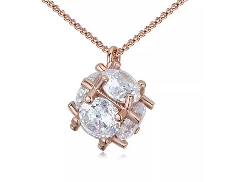 LÖB Kette mit Anhänger 18K Roségold vergoldet Halskette Zirkonia Kugel Anhänger Glitzer Stein (Geschenke für Frauen Beste Freundin Mutter Mama Damen zum Geburtstag Weihnachten Weihnachtsgeschenke, Inkl. Schmuckbox), Damen Kette Strass Perlenanhänger Perle Steinchen Rund weiß von LÖB