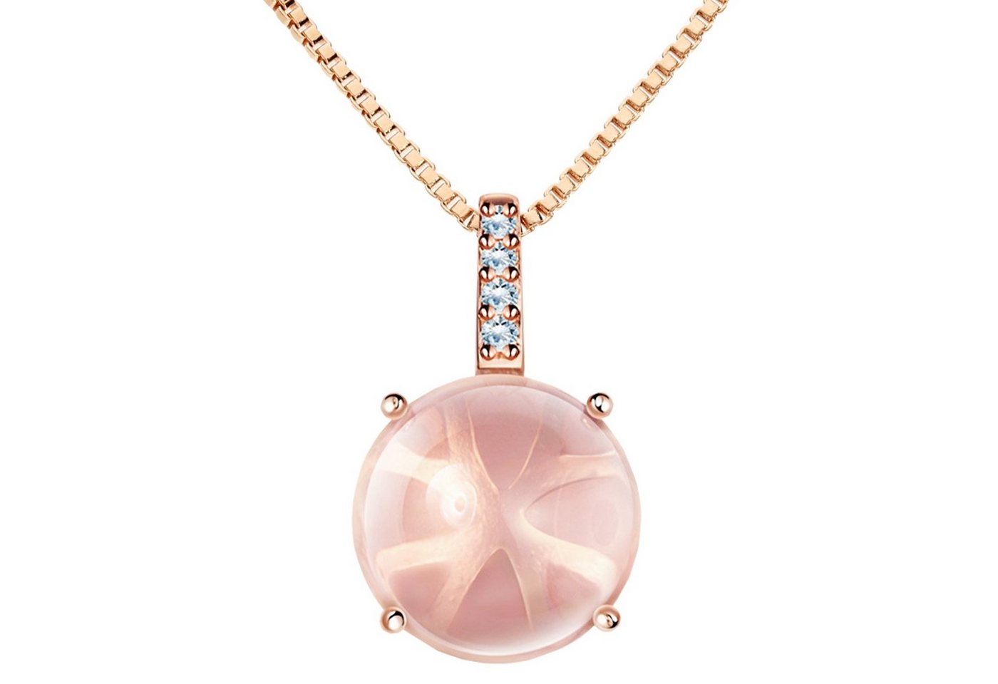 LÖB Kette mit Anhänger Kette 18k Roségold vergoldet Opal Zirkonia Stein Tropfen Anhänger Rosa (Geschenke für Frauen Freundin Mutter Mama zum Geburtstag Muttertag Muttertagsgeschenk, Inkl. Schmuckbox), Damen Strass Tropfenform Glitzer Rotgold Steinanhänger Tropfenanhänger von LÖB