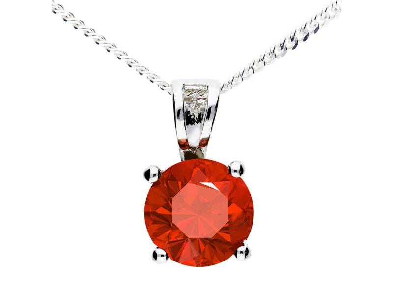 LÖB Kette mit Anhänger 18K Weißgold Vergoldet Kette Zirkonia Stein Anhänger Rund silber rot (Geschenke für Frauen Beste Freundin Mutter Mama Damen zum Geburtstag Weihnachten Weihnachtsgeschenke, Inkl. Schmuckbox), Halskette Steinanhänger Solitär Strass Glitzer Tropfenanhänger Rubin von LÖB