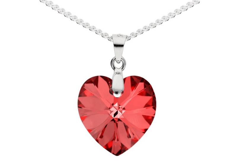 LÖB Kette mit Anhänger 925 Silber Kette Herz Kristall Anhänger Herzanhänger Herzkette Rot (Geschenke für Frauen Beste Freundin Mutter Mama Damen zum Geburtstag Weihnachten Weihnachtsgeschenke, Inkl. Schmuckbox), Damen Kinder Halskette Silberkette Stein Herzstein Herzen Liebe von LÖB