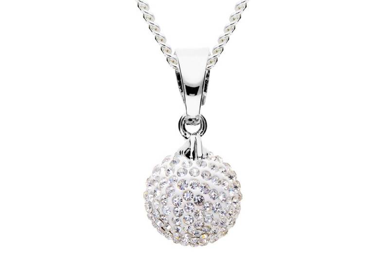 LÖB Kette mit Anhänger 925 Silber Kette Zirkonia Glitzer Steine Perle Anhänger Perlenkette (Geschenke für Frauen Beste Freundin Mutter Mama Damen zum Geburtstag Weihnachten Weihnachtsgeschenke, Inkl. Schmuckbox), Halskette Perlenanhänger Strass Kugel Brautschmuck Tropfen 10mm von LÖB