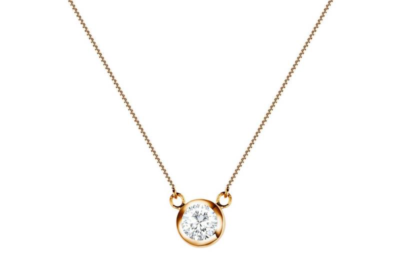 LÖB Kette mit Anhänger 18K Roségold Halskette vergoldet Zirkonia Stein Anhänger Steinanhänger (Geschenke für Frauen Beste Freundin Mutter Mama Damen zum Geburtstag Weihnachten Weihnachtsgeschenke), Kette Collier Glitzer Diamant Rund Rotgold Tropfen Tropfenanhänger von LÖB