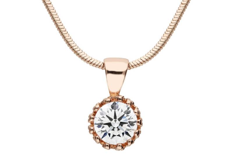 LÖB Kette mit Anhänger 18K Roségold Vergoldet Kette Zirkonia Stein Tropfen Anhänger Rund rosé (Geschenke für Frauen Beste Freundin Mutter Mama Damen zum Geburtstag Weihnachten Weihnachtsgeschenke, Inkl. Schmuckbox), Halskette Steinanhänger Solitär Strass Glitzer Tropfenanhänger Diamant von LÖB