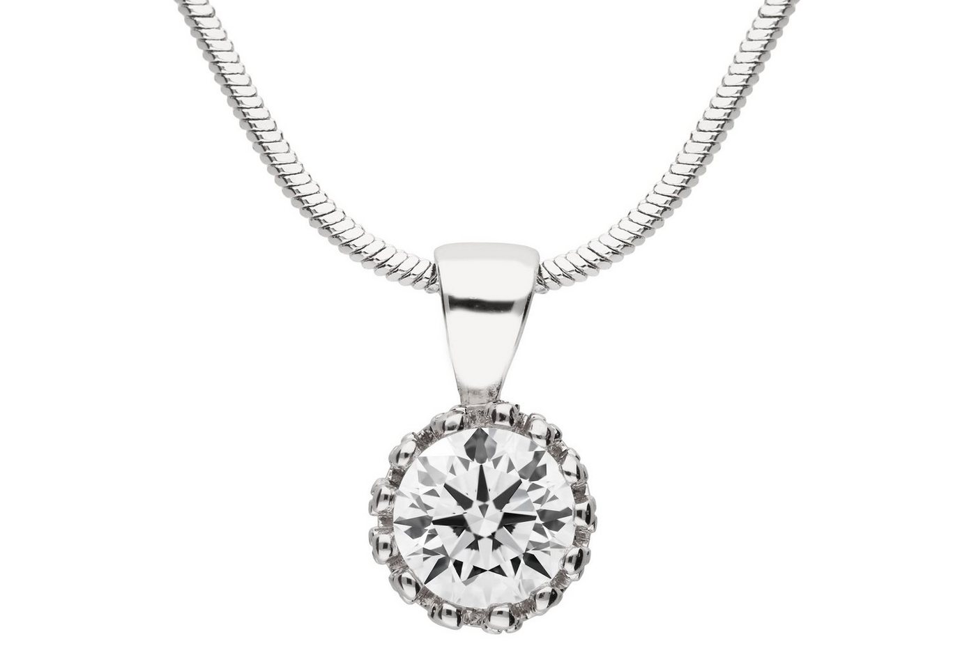 LÖB Kette mit Anhänger Kette Stein Solitär Anhänger Rund Weiß Silber, Damen Kette mit rundem weißem Steinanhänger Zirkonia Tropfen Solitär Strass Steinchen in Diamantform Weiß Klein Braut Brautschmuck Geschenke für Frauen Freundin Mama zum Valentinstag Geburtstag von LÖB